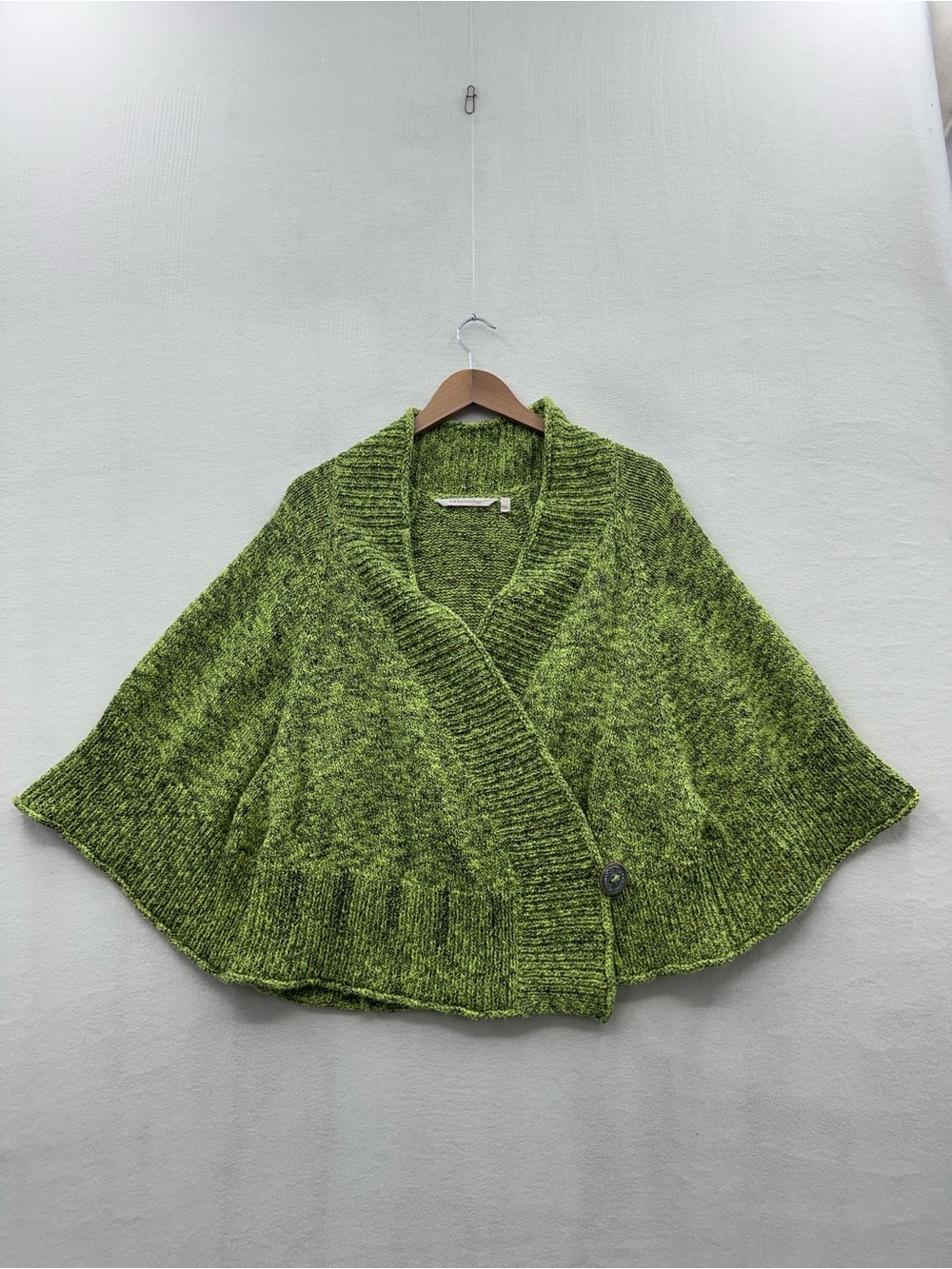 Soft Surroundings Women’s S/M Chiang Mai Knit Sweater Poncho Green Marled